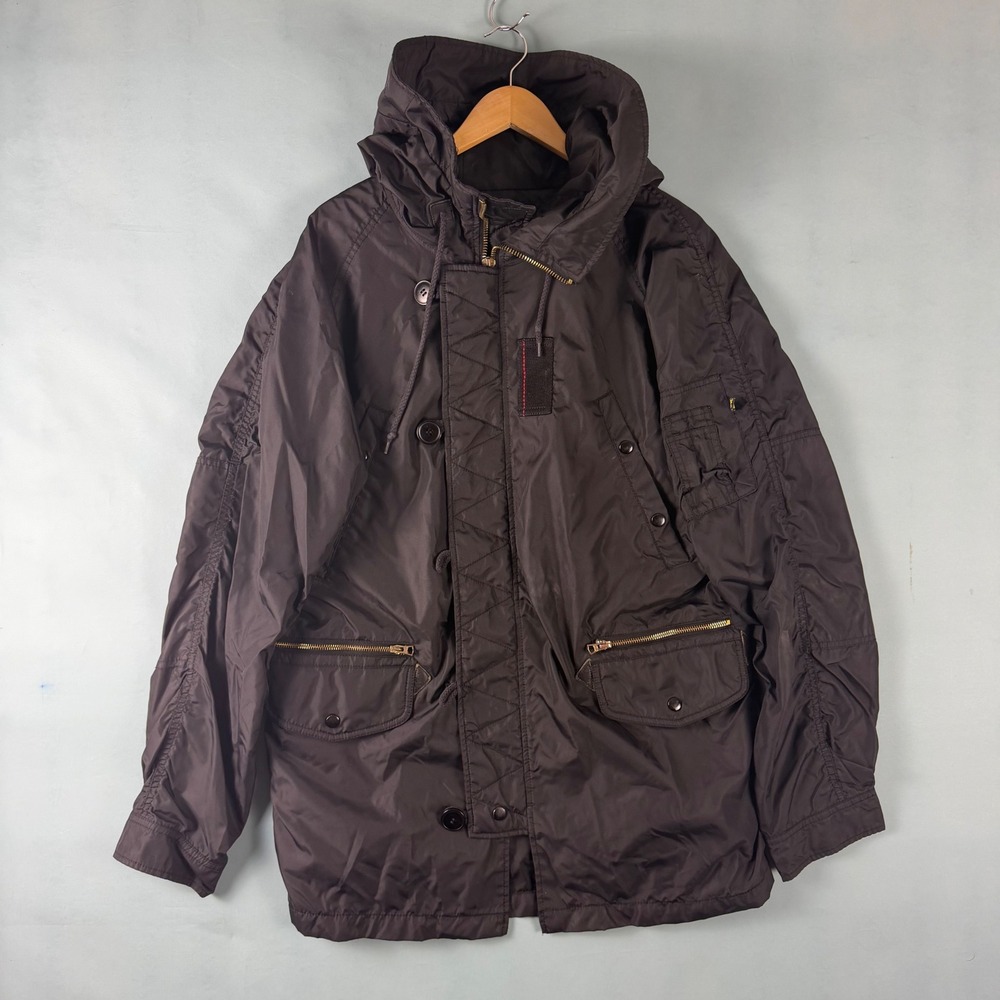 Alpha Industries Mens L Charcoal Hooded Military Utility Parka Jacket MILA-37920